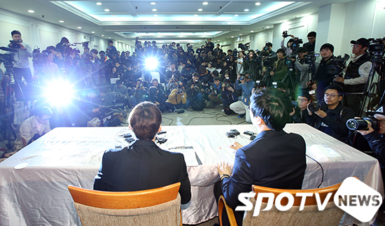 [포토S] 언론 관심 집중된 박태환 기자회견