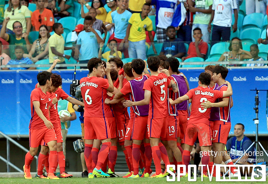 [리우] 득점에 기뻐하는 대한민국 축구대표팀