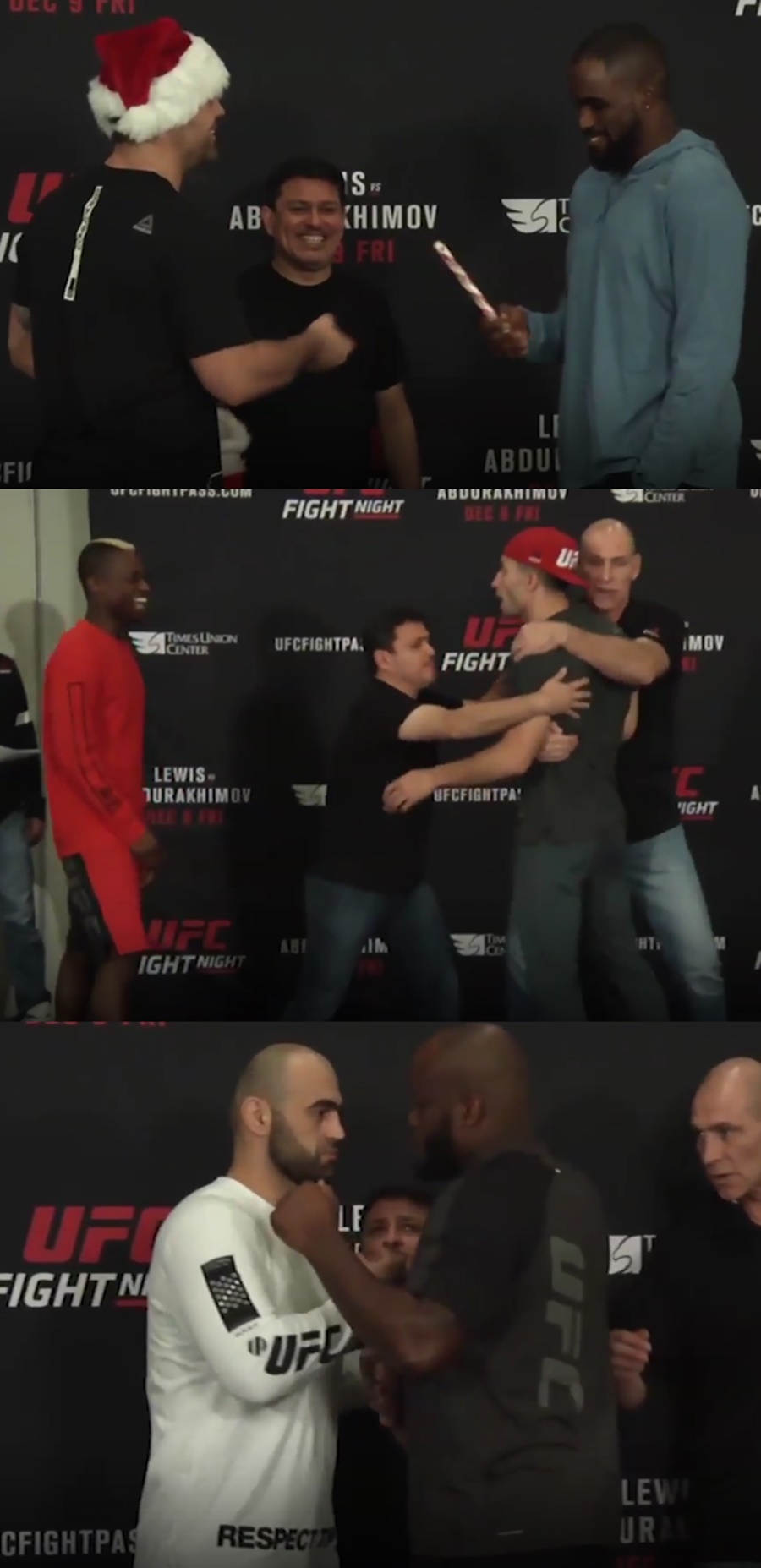[UFC 영상] 산타로 변신한 UFC 파이터…한쪽에선 몸싸움