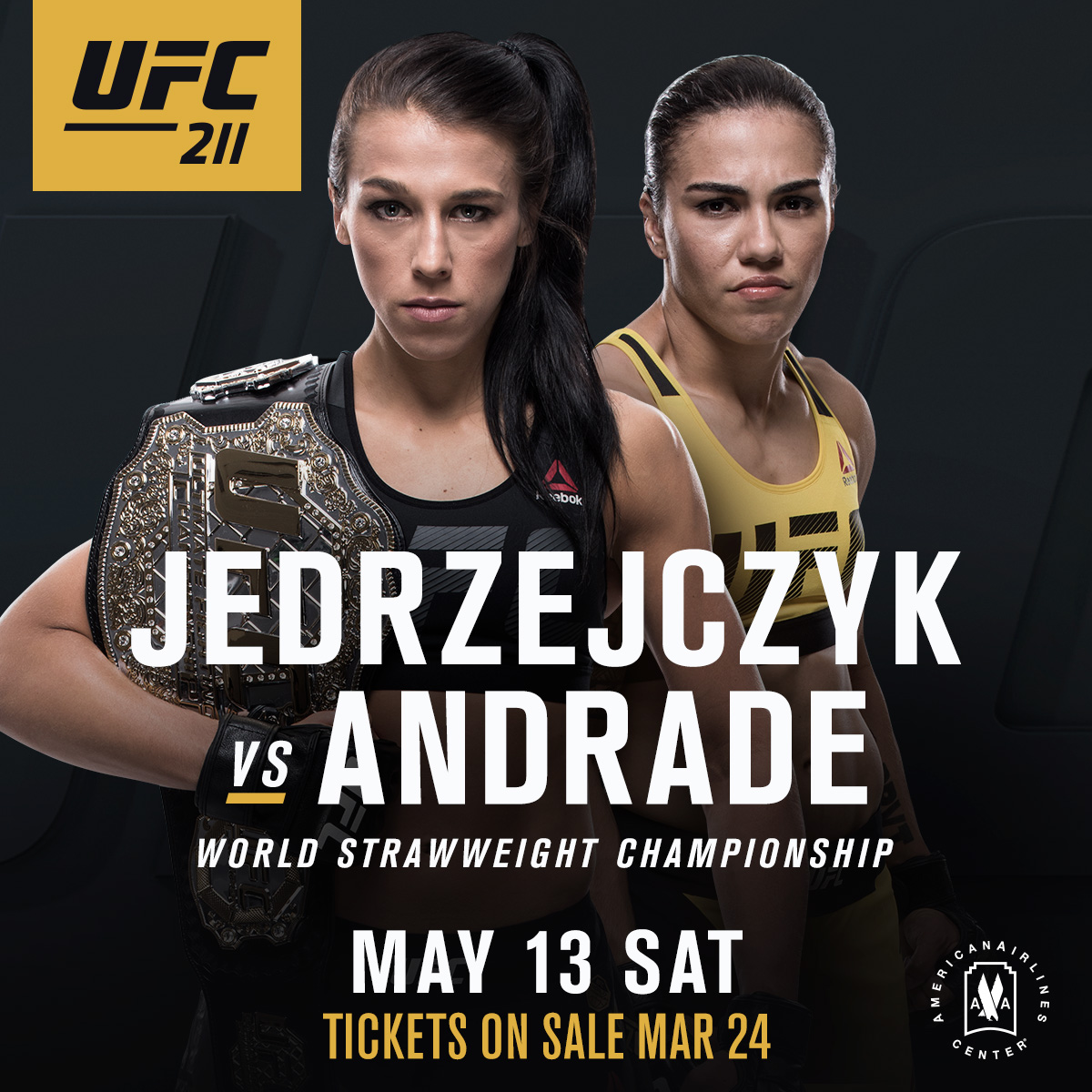 [오피셜] 요안나 예드제칙 vs 제시카 안드라데, UFC 211 타이틀전
