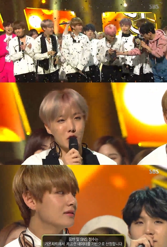 방탄소년단, '인기가요' 컴백과 동시에 1위…"멤버들에게 고마워"
