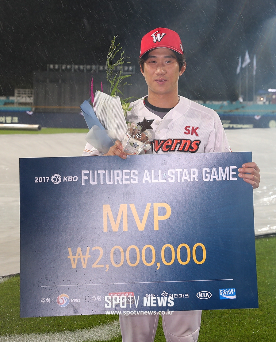 [포토S] 최민재, 퓨처스 올스타전 MVP