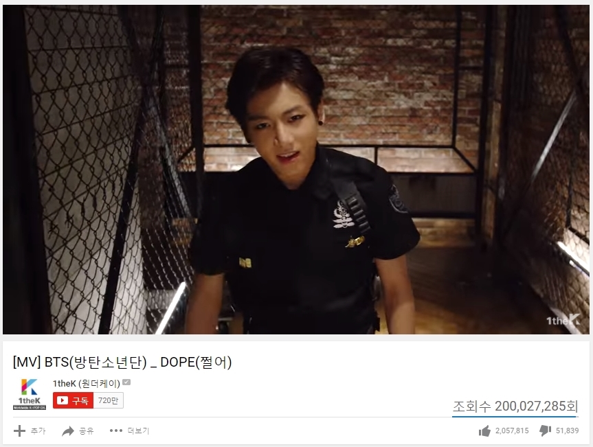 방탄소년단 '쩔어' 뮤직비디오 2억뷰 돌파…1억뷰 MV 6편 이어 대기록