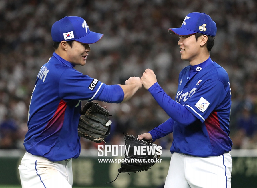 [포토S] 김하성-박진형, '좋아!'