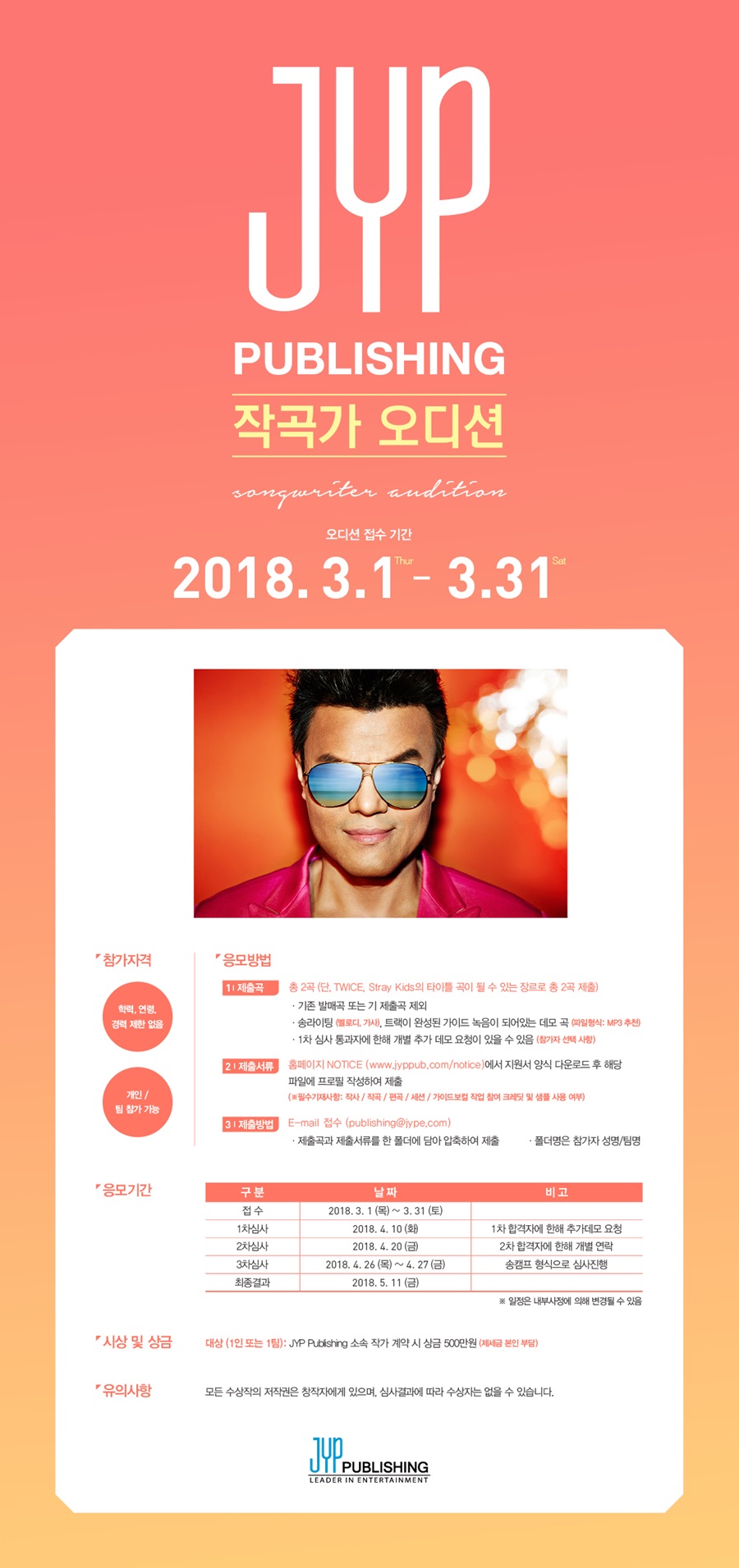 JYP, 작곡가 오디션 개최…트와이스·스트레이 키즈 타이틀곡 공모