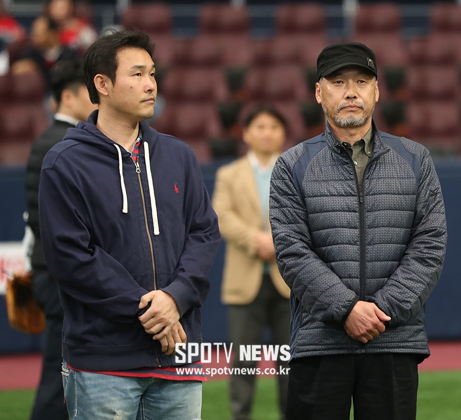 [포토S] 서울시민리그 야구대회 참석한 김동주-김용수 감독