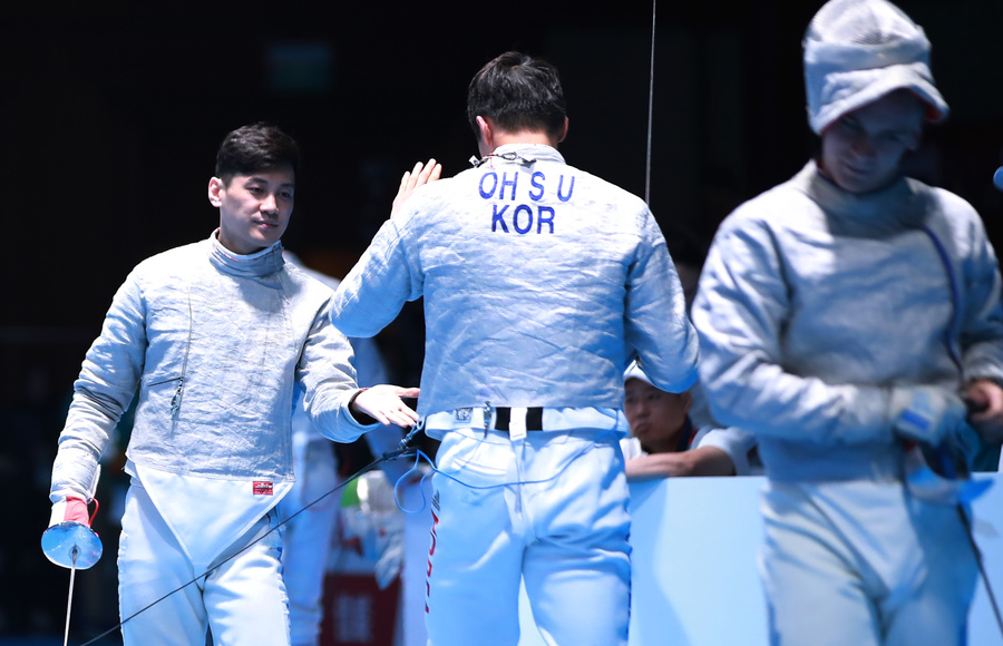 [아시안게임] '최강 입증' 男펜싱 사브르 단체전 금…구본길 2관왕