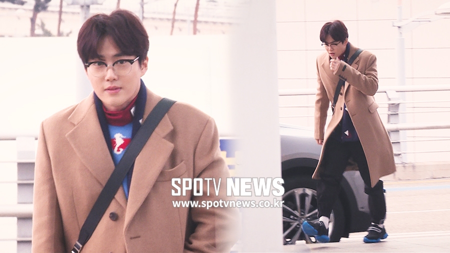 엑소(EXO) 수호 출국, '얼죽코 준면' [공항패션]