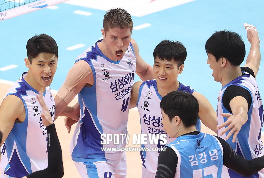 [포토S] 득점에 기뻐하는 삼성화재