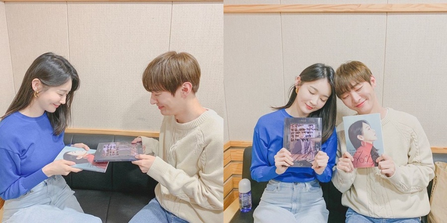 윤지성, 강민경과 훈훈 '투샷'…"다비치 오랜 팬…민경누나 영광"