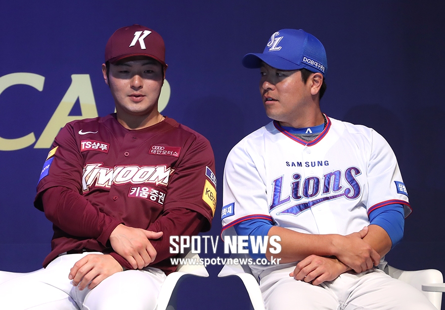 [포토S] 박병호-강민호, '오늘부턴 적이야'