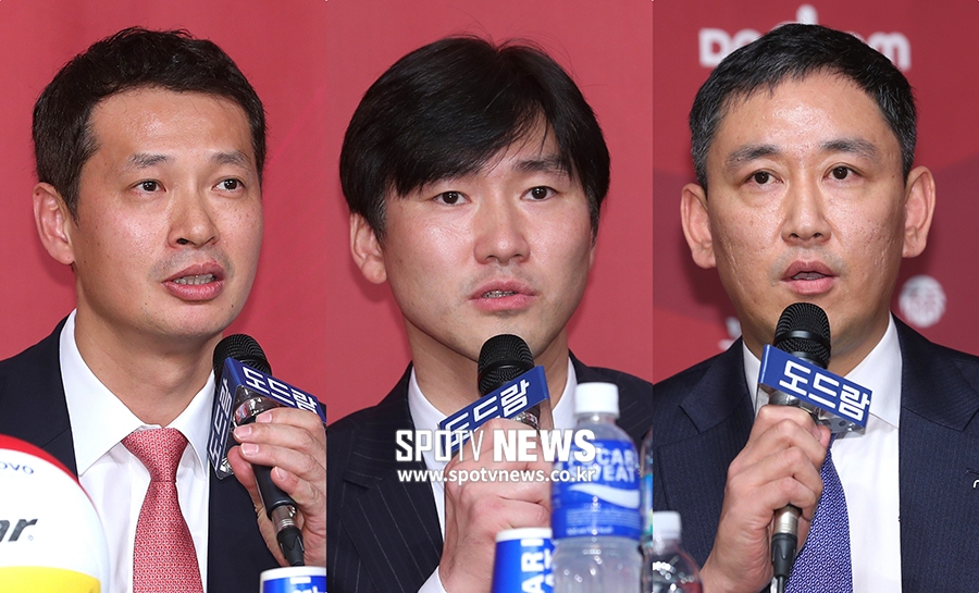 [포토S] 석진욱-최태웅-장병철, 감독으로 만난 76년생 초중고 삼성화재 동기