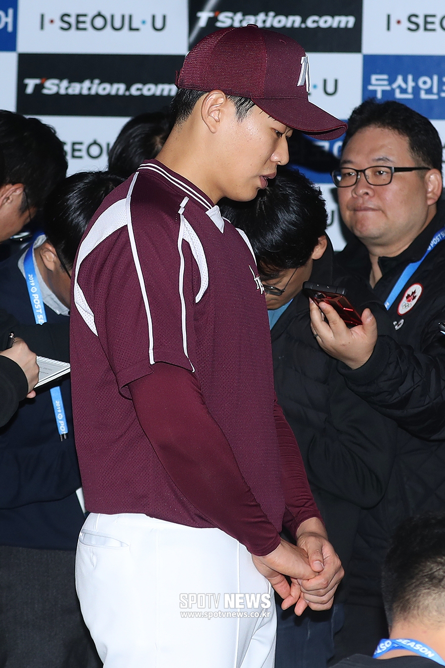 [포토S] 송성문, 막말 논란에 두손 모아 사과