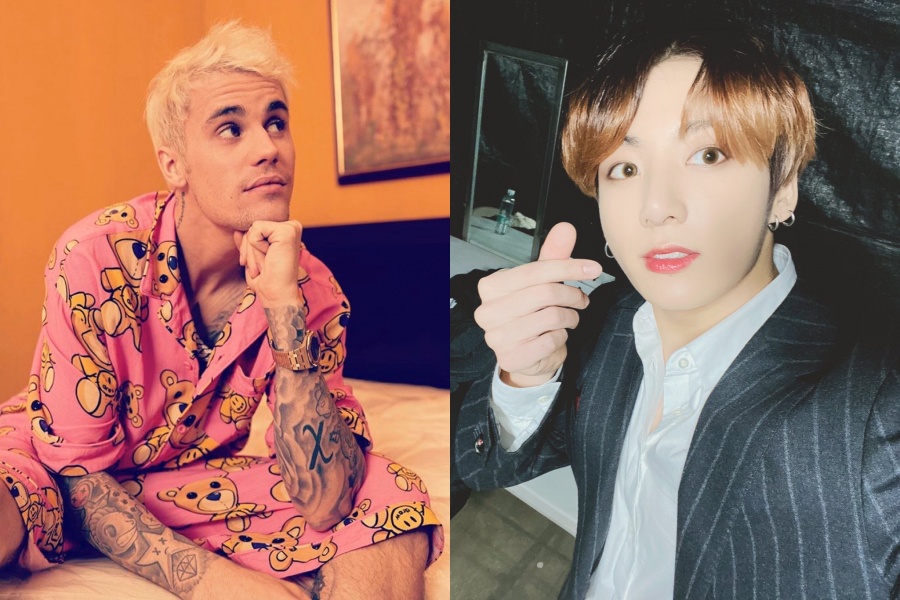 방탄소년단 정국, 저스틴 비버와 글로벌 친목 '엄지 척 하트'