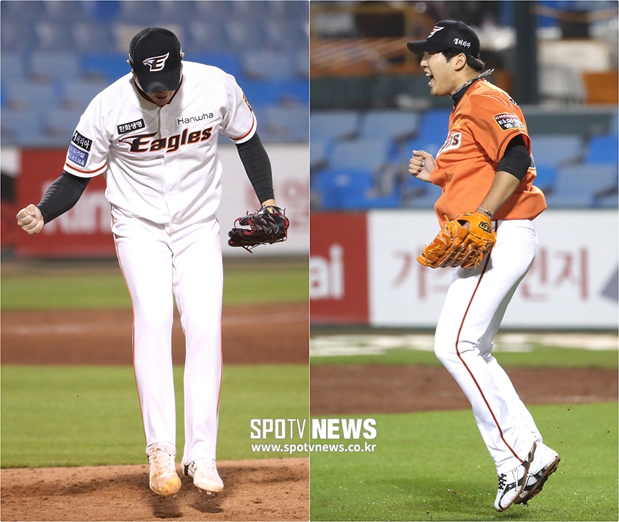 [스토리S] '연이틀 불펜 선방쇼!' 김진영-박상원, '한화 뒷문 닫혔습니다'