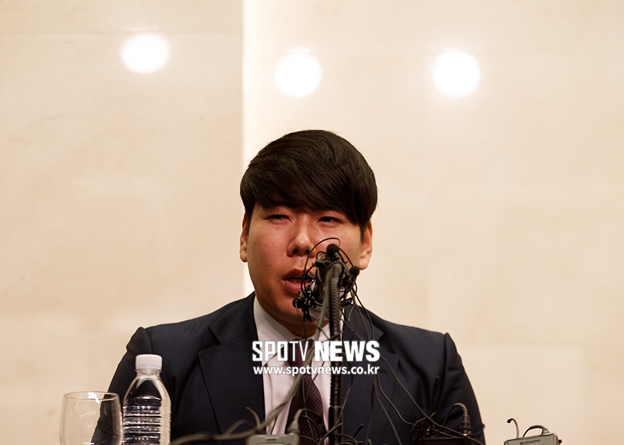 [포토S] 음주 삼진아웃 강정호, 사과 기자회견