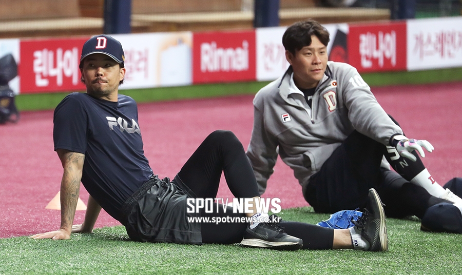 [포토S] 오재원, '무릎 괜찮아요'
