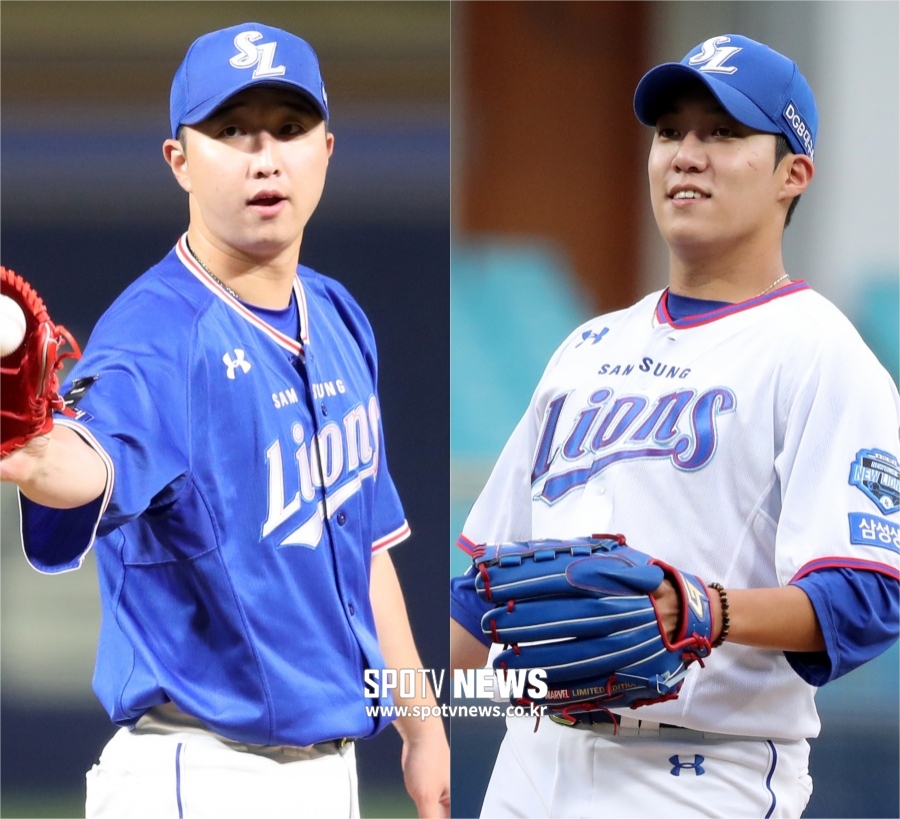 삼성 미래 '흥·인' 영건 듀오, 함께 흘리는 구슬땀