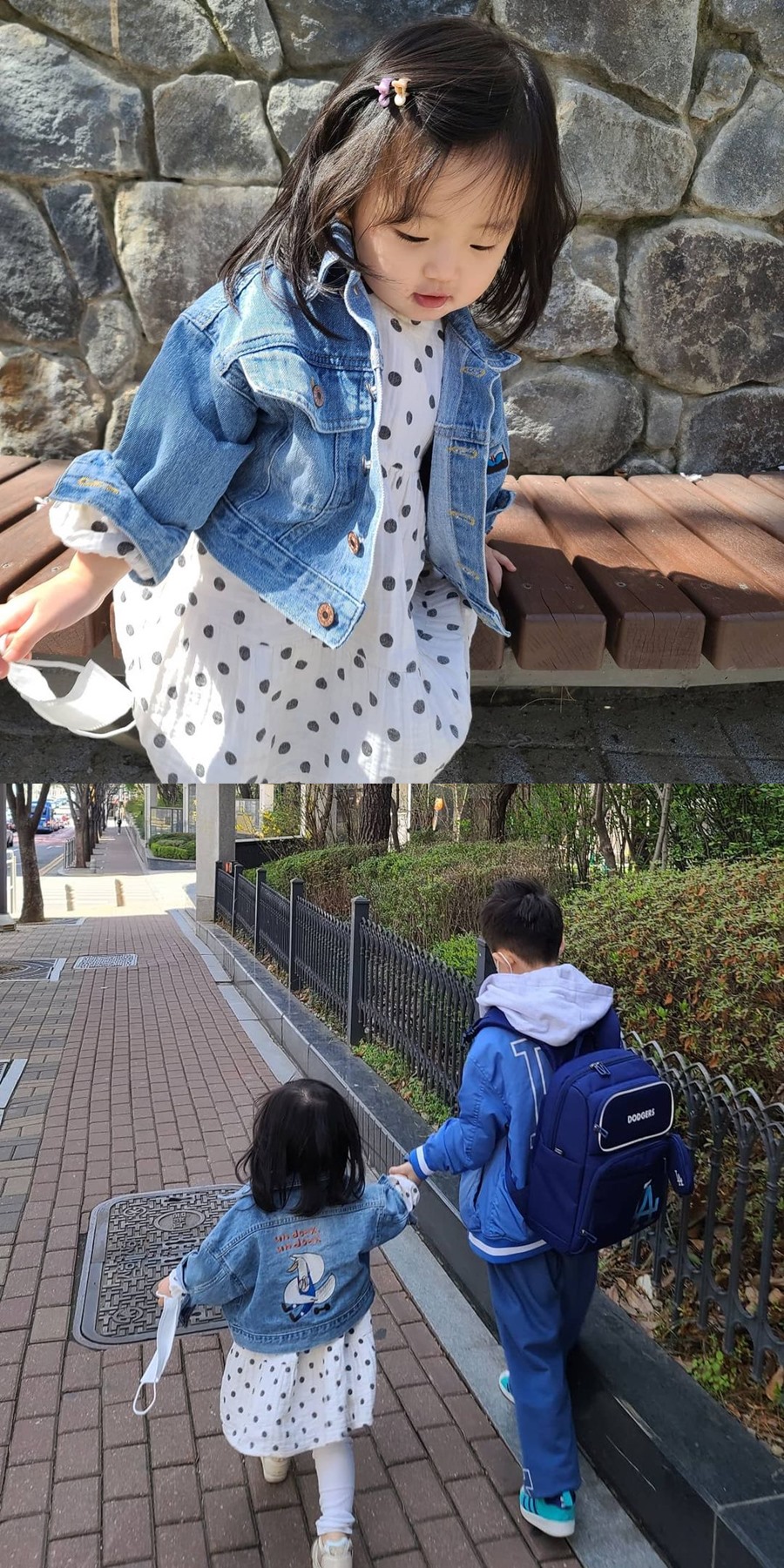 '정준호♥이하정' 딸 유담, 봄 패션으로 오빠 배웅까지 '위풍당당'
