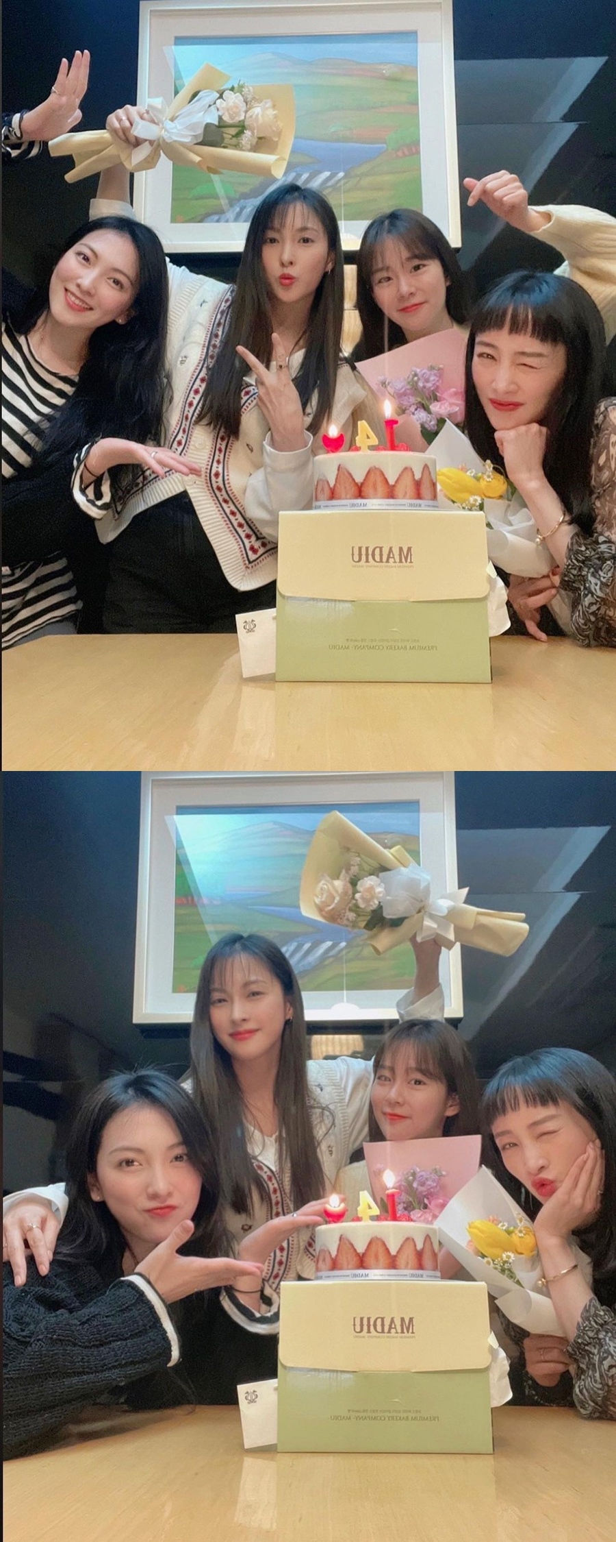 '카라 14주년' 다시 모인 멤버들…배윤정·김규종도 '축하'