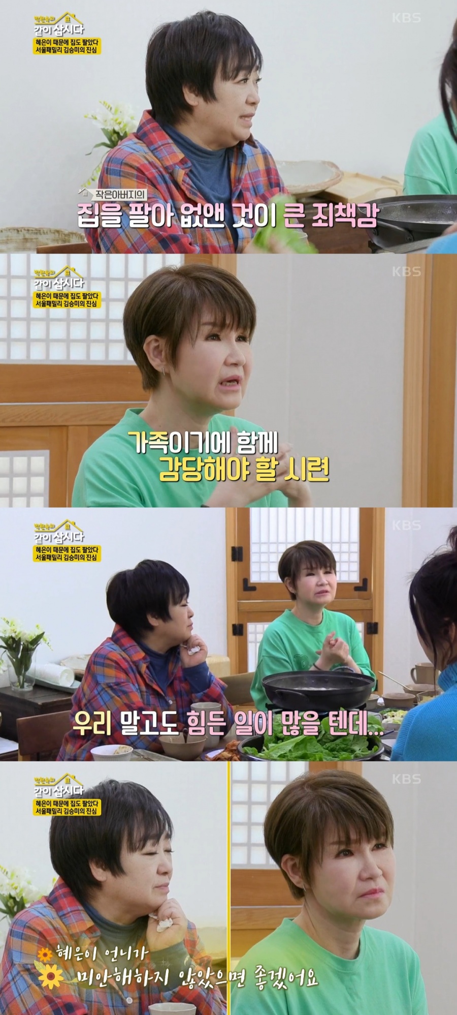 혜은이 "100억 빚 때문에 김승미 집까지 처분…항상 죄책감"('같이 삽시다')