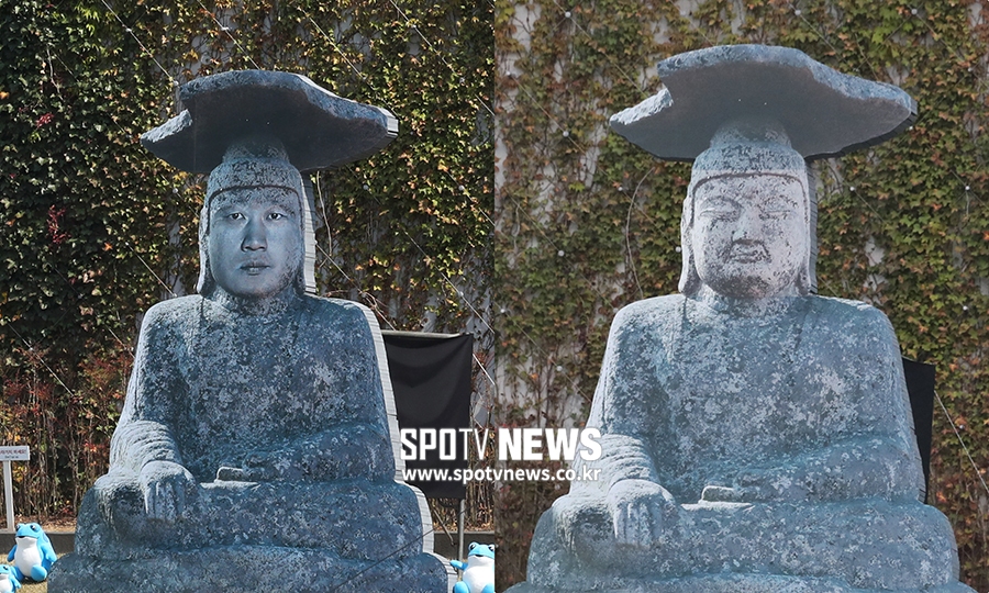 [포토S] 불교계 어필로 빠진 돌부처상의 오승환 얼굴
