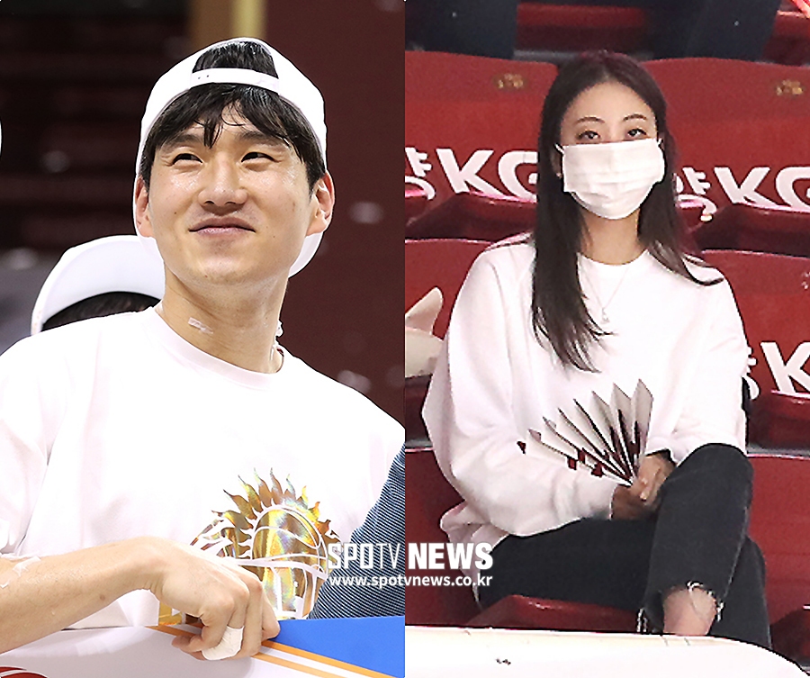 [스토리S] '문성곤♥' 곽민정, 남자친구 우승 축하 위해 농구장 찾은 피겨요정