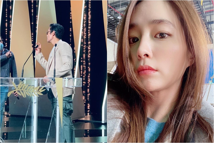 이병헌, 칸영화제 마이크 잡자 ♥이민정 반응 "노래하는 거 아니지?"