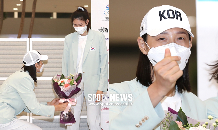 '절친' 김수지에게 프러포즈한 김연경, 입국장에서도 '분위기 메이커'