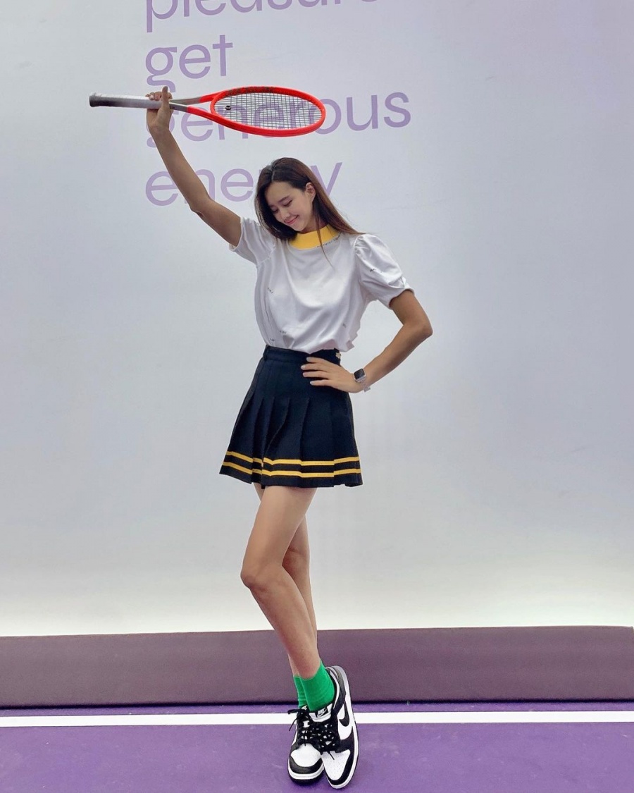 '173cm' 지소연, 테니스스커트 입으니 10등신…♥송재희 불안하겠어