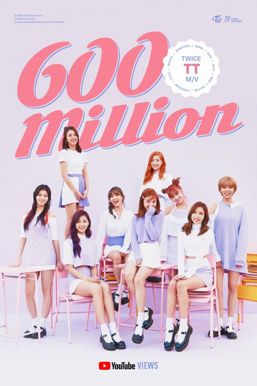 트와이스 '티티' 뮤비, 유튜브 6억 뷰 돌파…자체 최고 기록 수립