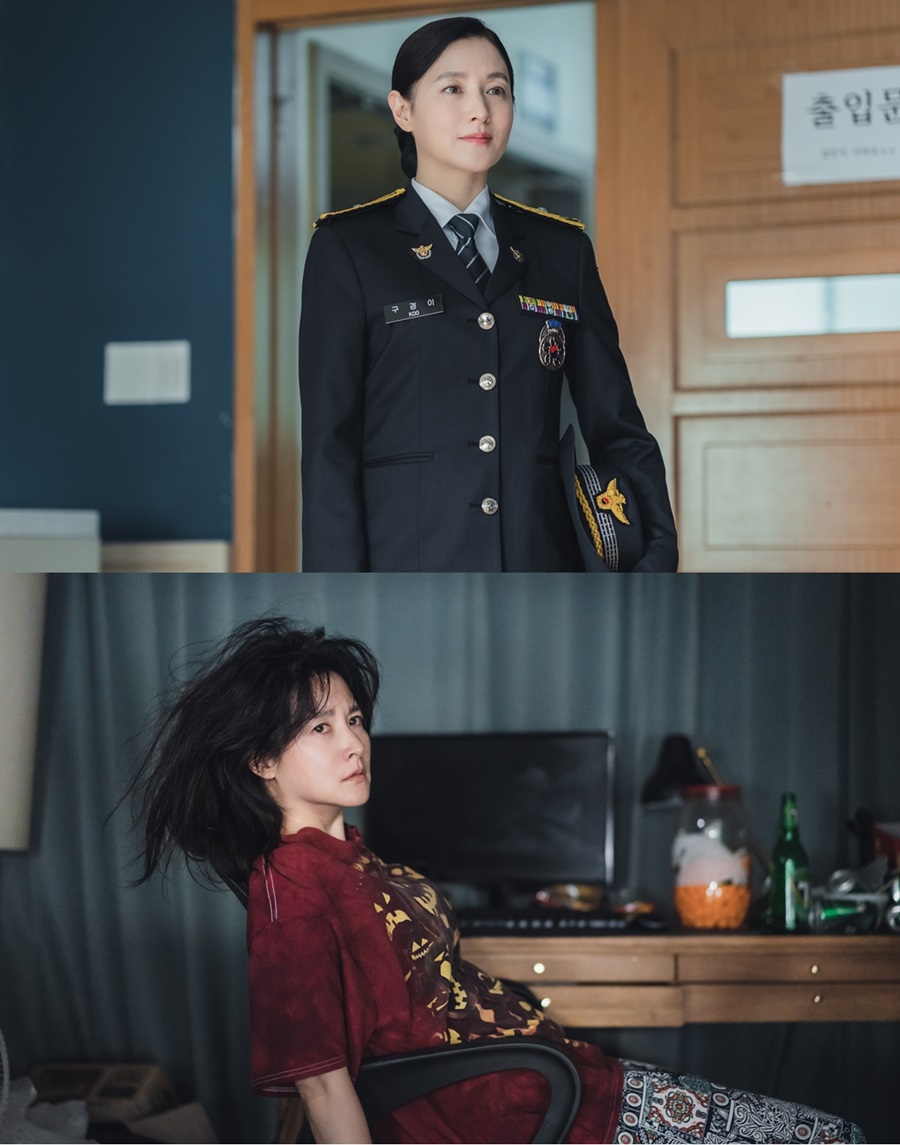 '구경이' 이영애, 경찰 제복→집순이 변신…쌍둥이 자녀도 놀랄 반전 비주얼