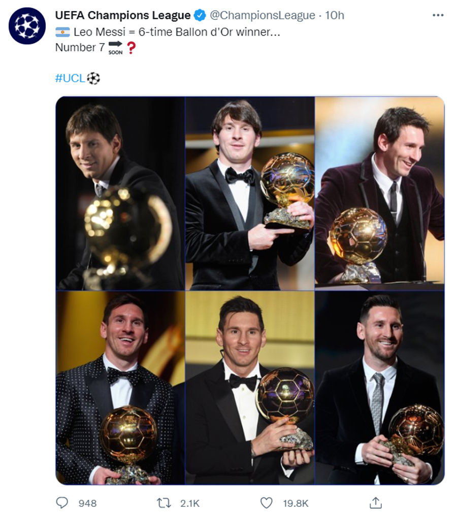 UEFA 암시일까…"메시 7번째 발롱도르 곧"