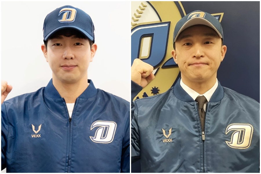 ▲ NC 다이노스 박건우(왼쪽)와 손아섭 ⓒ NC 다이노스