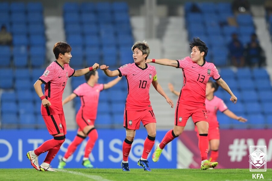 ▲ 대한민국 여자 축구대표팀이 아시안컵 첫 승을 신고했다. ⓒ대한축구협회