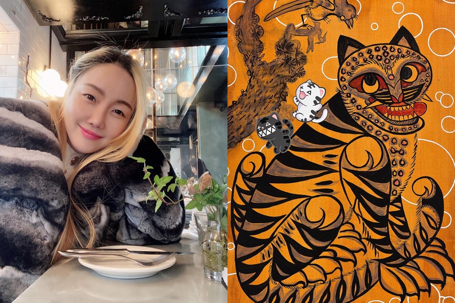 ▲ 낸시랭(왼쪽)과 그가 그린 그림. 출처| 낸시랭 인스타그램