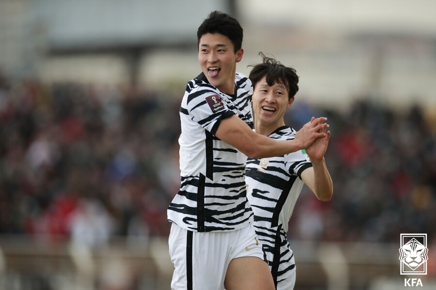 ▲ 선제골을 터뜨린 조규성 ⓒ대한축구협회