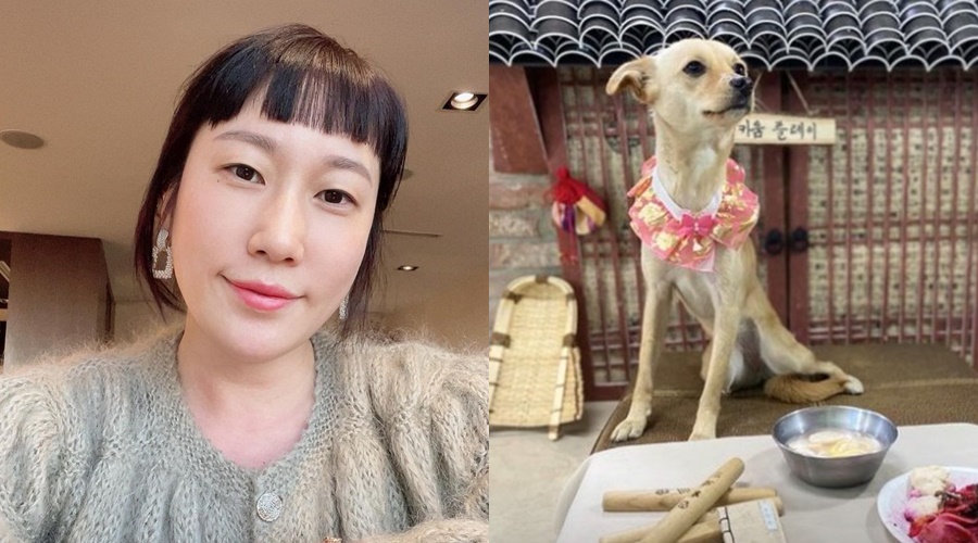 ▲ 김영희(왼쪽)와 반려견 황금이. 출처| 김영희 인스타그램