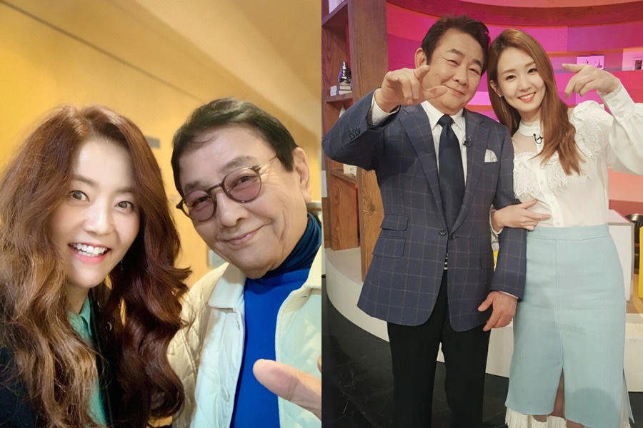 ▲ 손미나(왼쪽), 오정연이 공개한 허참과 사진. 출처| 손미나, 오정연 인스타그램