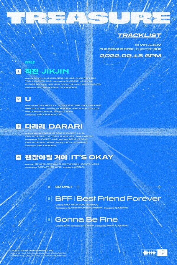 ▲ 트레저 새 앨범 트랙리스트. 제공|YG엔터테인먼트