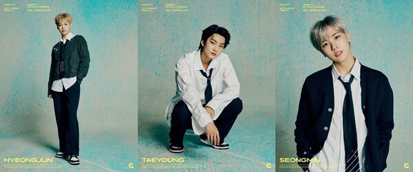 ▲ 크래비티 형준, 태영, 성민의 아드레날린 버전 콘셉트 포토. 제공|스타쉽엔터테인먼트