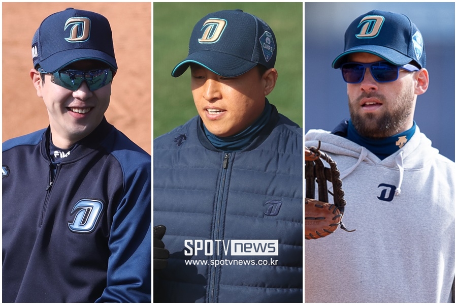 ▲ 왼쪽부터 NC 다이노스 박건우, 손아섭, 닉 마티니 ⓒ 곽혜미 기자/ NC 다이노스