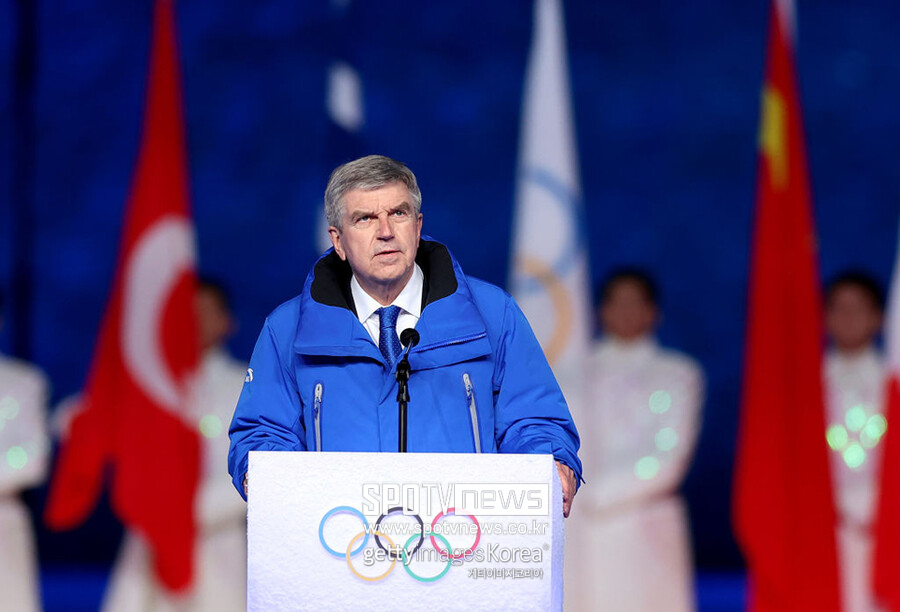 ▲ 2022베이징동계올림픽 개회식에서 축사하는 토마스 바흐 IOC 위원장