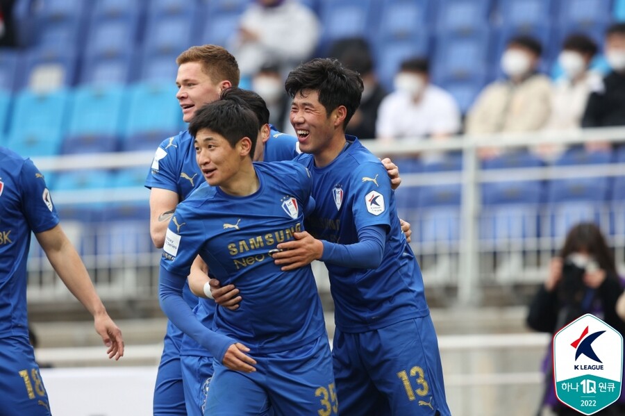 ▲ 수원삼성이 시즌 첫 승을 신고했다. ⓒ한국프로축구연맹