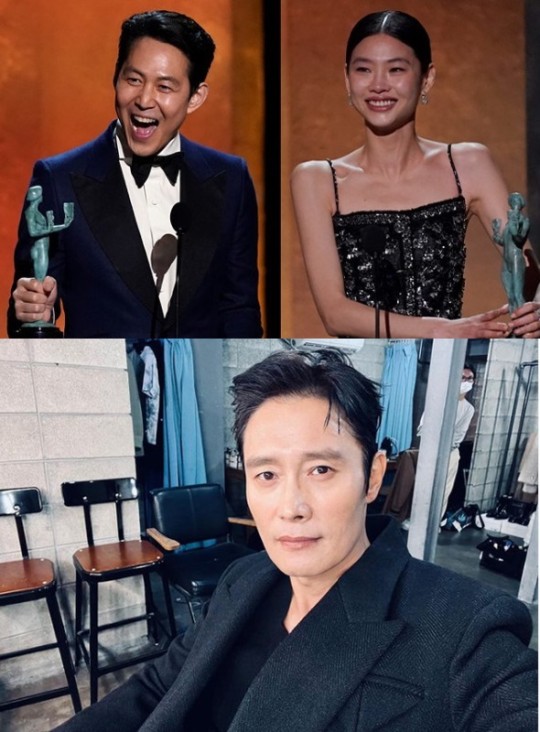이병헌, 이정재·정호연 美SAG 수상 축하 "Congrats!"