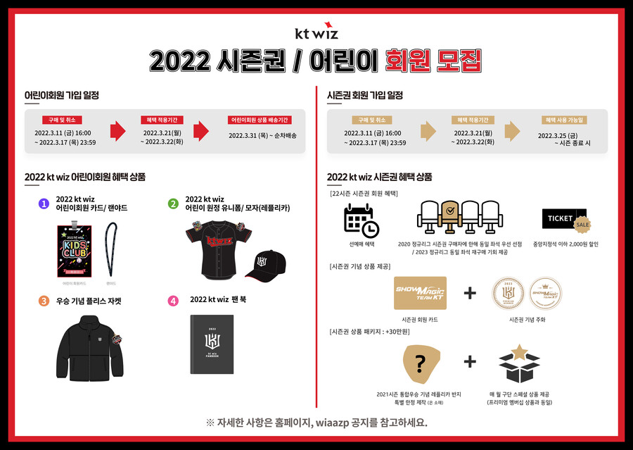 kt, 2022 시즌권•어린이 회원 모집