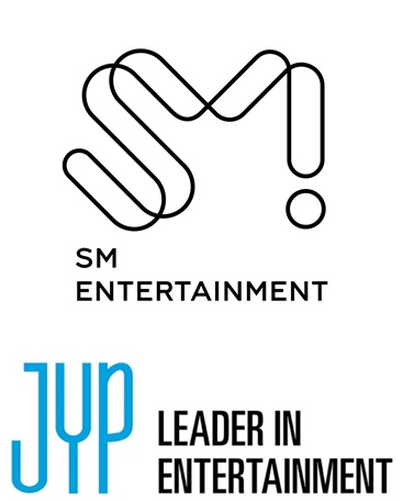 ▲ SM엔터테인먼트(위), JYP엔터테인먼트 로고. 제공| SM엔터테인먼트, JYP엔터테인먼트