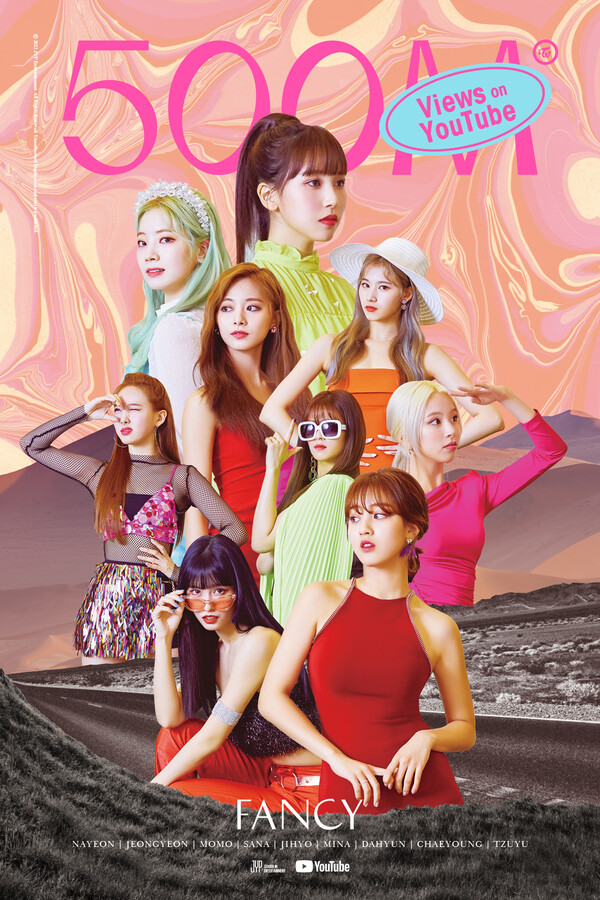 ▲ 트와이스 '팬시' 뮤직비디오 5억뷰 돌파 축전. 제공|JYP엔터테인먼트
