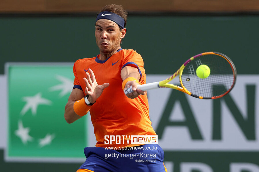 ▲ 2022 ATP 투어 BNP 파리바 오픈에서 경기를 펼치고 있는 라파엘 나달