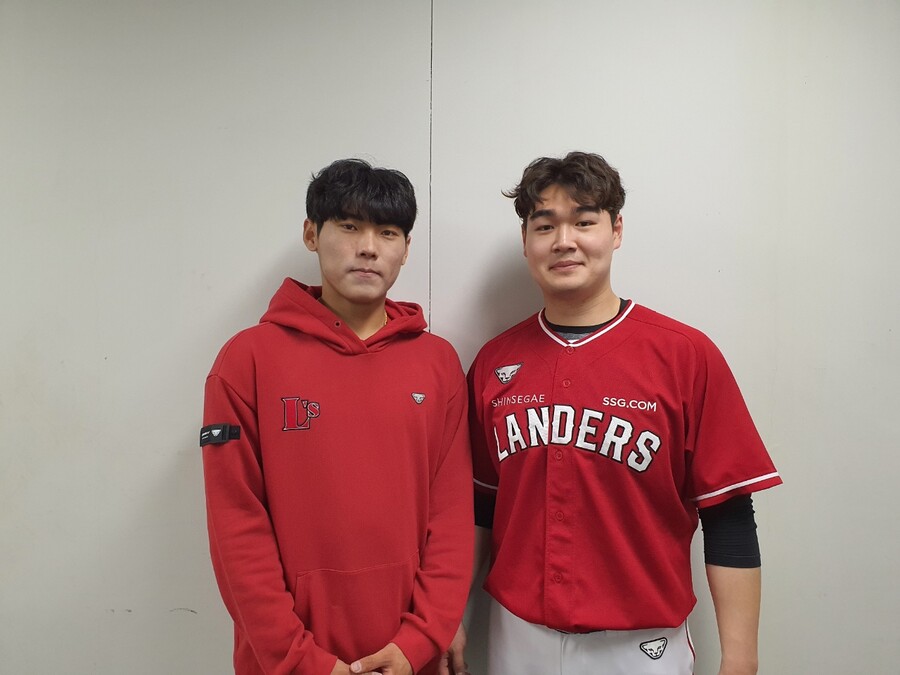 ▲ SSG 신인 듀오 윤태현(왼쪽)과 전영준 ⓒSSG랜더스